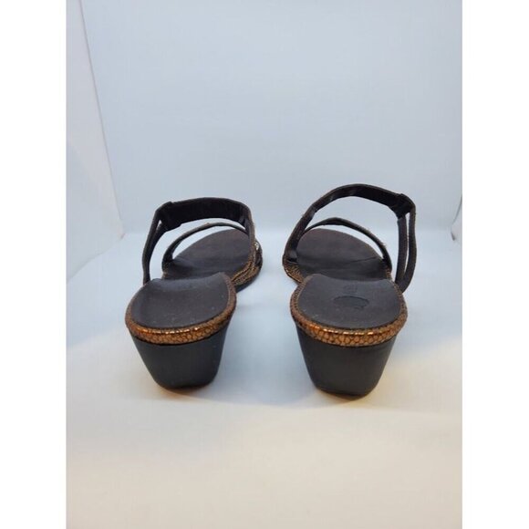 Vaneli Bronze Snakeprint Square Toe Sandals With Rhinestone Accents Size 10M - Picture 4 of 8